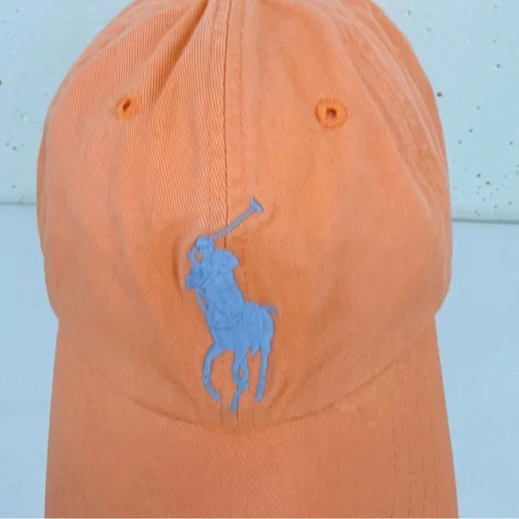 POLO Ralph Lauren Orange 100% Cotton Adjustable Hat Cap - Picture 3 of 14